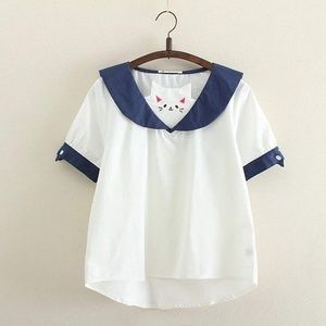 Kawaii Lolita Sailor Sefuku Neko Cat Top
